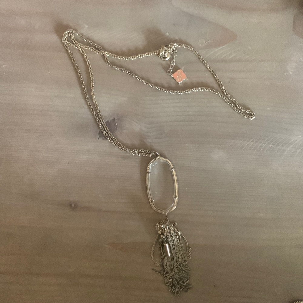 Kendra Scott Clear Iridescent Gold Rayne Tassel Necklace